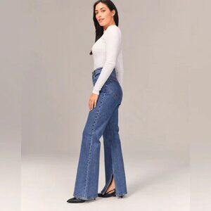 ABERCROMBIE & FITCH THE VINTAGE FLARE HIGH RISE Curve Love Split Hem Jeans